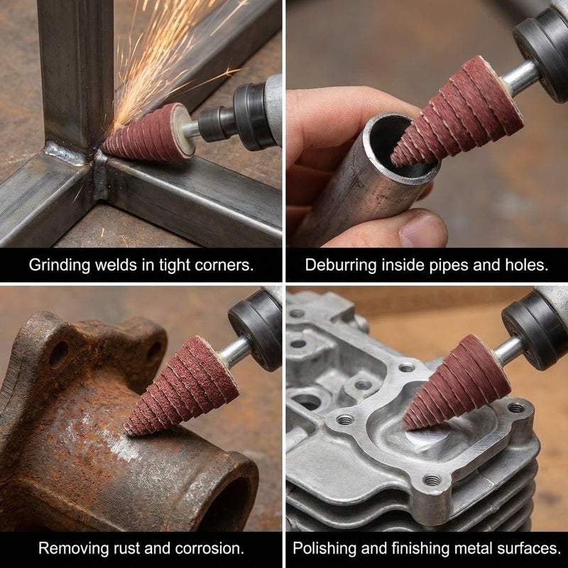 NACX 6mm x 16mm Cone Shape Abrasive Sandpaper Cone Shape Abrasive Sander, 80 Grit 1/4" Shank, 20Pcs - Image 5